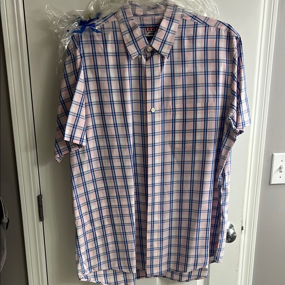 Izod Blue and Pink Casual Button Down Shirt